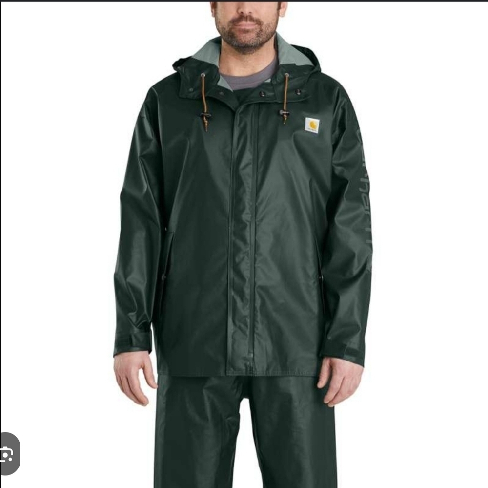 NWT Carhartt Hooded Waterproof Lightweight Rain Coat Mens 3XL Tall Olive Green